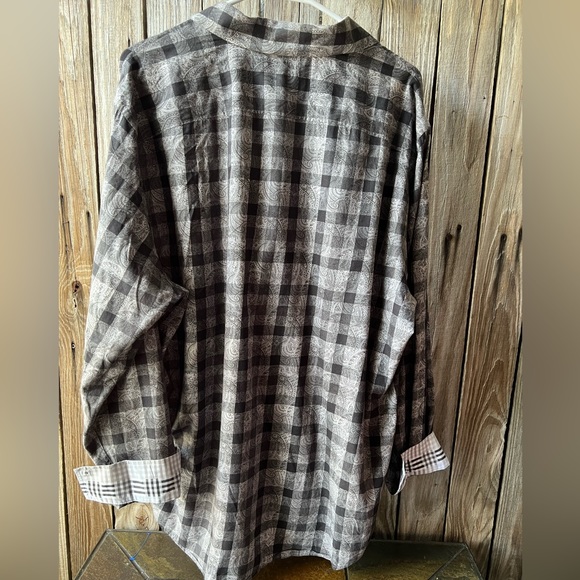 Murano Men’s Grey Plaid Button Down Dress Shirt - Picture 2 of 4